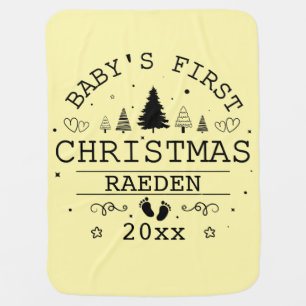 Adorable Cute Baby Boy's Blue First Christmas Year Blanket