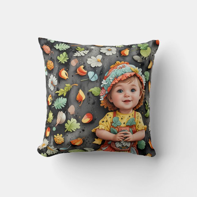 adorable, cute, baby, child, happy throw pillow (Front)