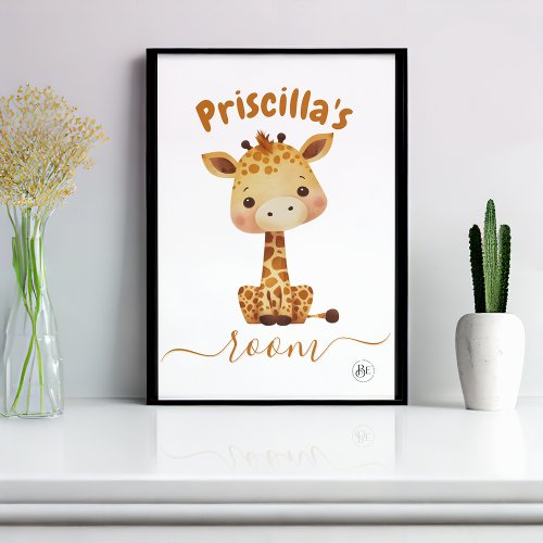 Adorable Cute Baby Giraffe Nursery Poster