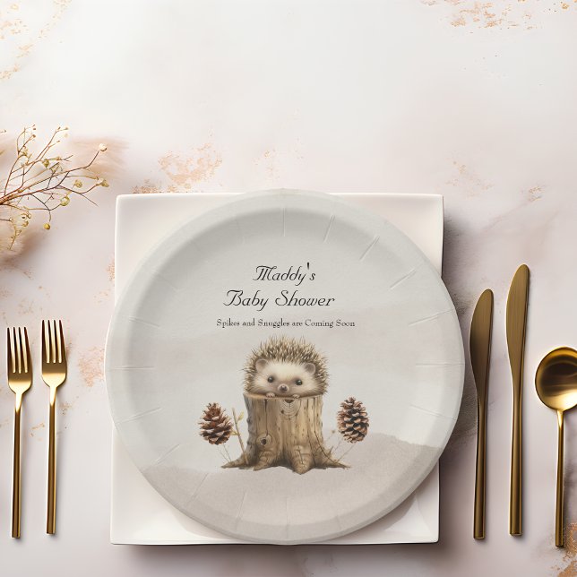 Adorable Cute Baby Hedgehog Baby Shower  Paper Plates (Creator Uploaded)