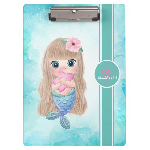 Adorable Cute Baby Mermaid Sea Clipboard