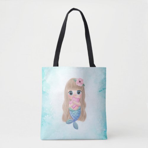 Adorable Cute Baby Mermaid Sea Tote Bag