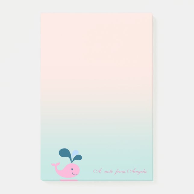 Adorable Cute  Baby  Whale Post-it Notes (Front)
