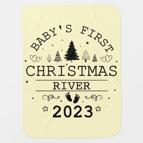 Adorable Cute Baby Yellow First Christmas 2023 Baby Blanket