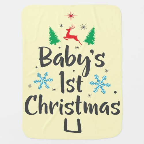 Adorable Cute Baby Yellow First Christmas Baby Blanket