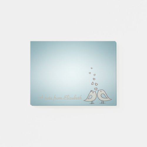 Adorable Cute Birds In Love _Personalized Post_it Notes