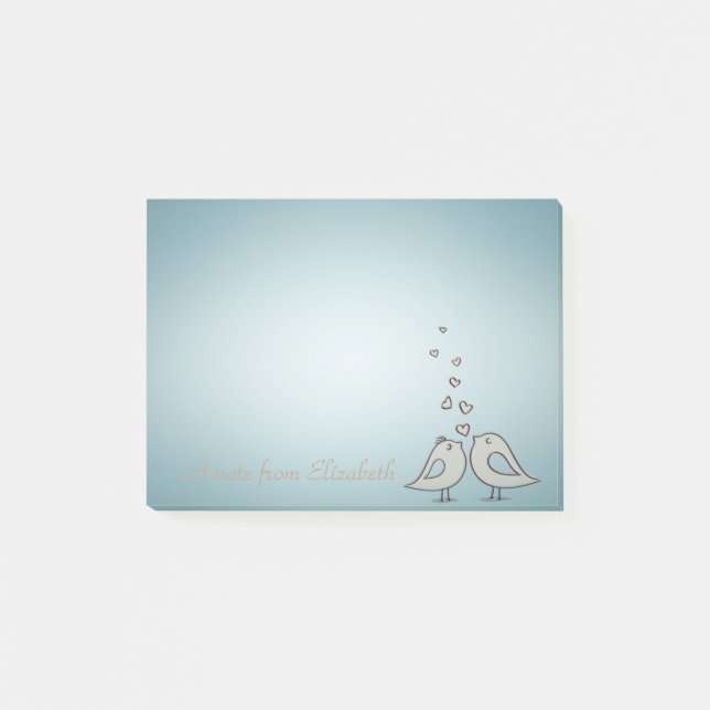 Adorable Cute Birds In Love -Personalized Post-it Notes (Front)