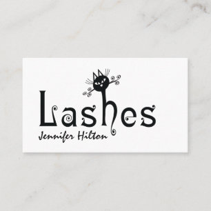 Adorable cute black cat fun lashes logo business card
