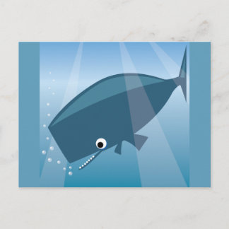 ADORABLE CUTE BLUE WHALE CARTOON HAPPY BUBBLES OCE POSTCARD