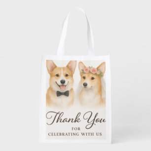Adorable Cute Bride and Groom Wedding Party Gift Grocery Bag