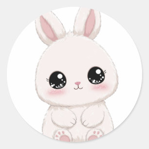 Adorable Cute Bunny Cartoon – Kids & Animal Lover Classic Round Sticker