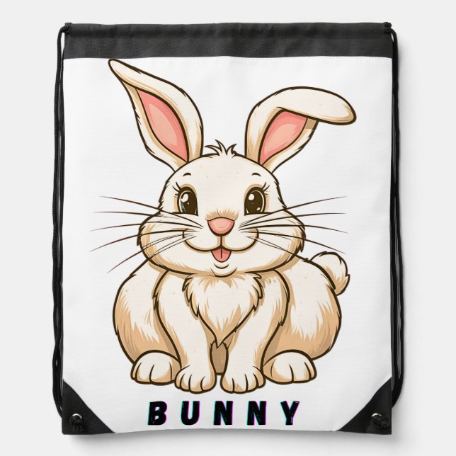 Adorable Cute Bunny  Drawstring Bag (Front)