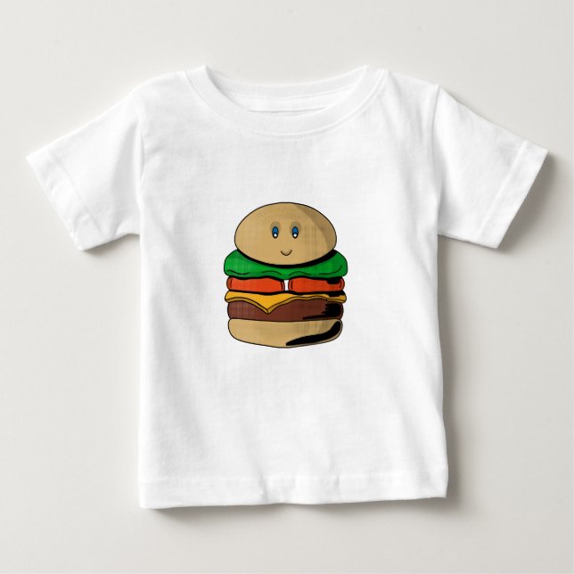 Adorable Cute Burger Hamburger Kawaii Baby T-Shirt (Front)