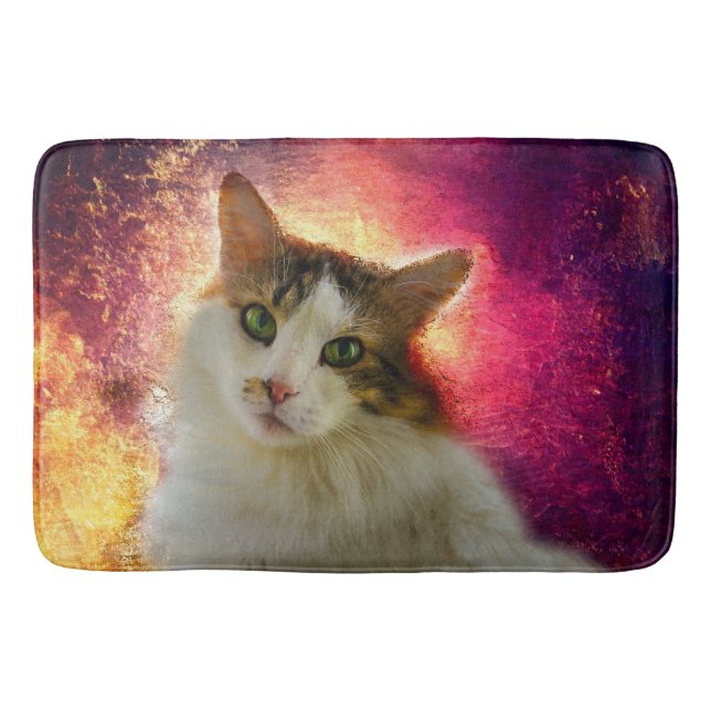 Adorable Cute Calico Cat Bath Mat (Front)
