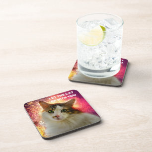 Adorable Cute Calico Cat Beverage Coaster