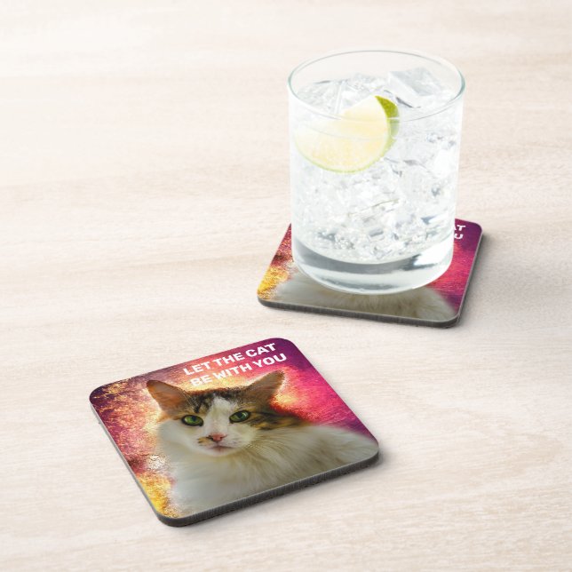 Adorable Cute Calico Cat Beverage Coaster (Right Side)