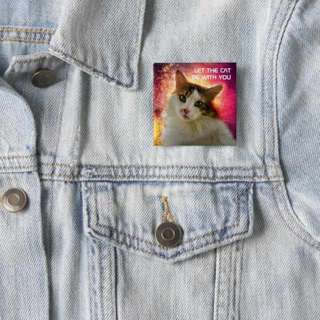 Adorable Cute Calico Cat Button (In Situ)