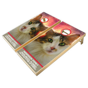 Adorable Cute Calico Cat Cornhole Set