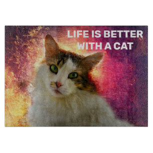 Adorable Cute Calico Cat Cutting Board