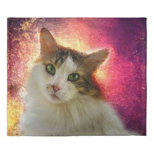 Adorable Cute Calico Cat Duvet Cover