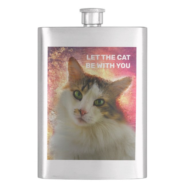 Adorable Cute Calico Cat Flask (Front)