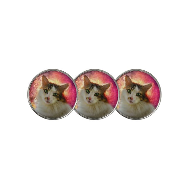 Adorable Cute Calico Cat Golf Ball Marker (3 Up)