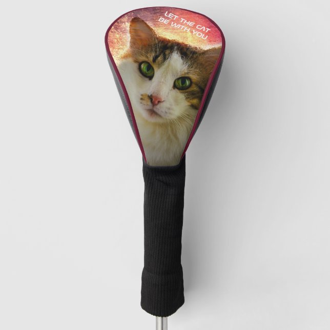 Adorable Cute Calico Cat Golf Head Cover (Front)