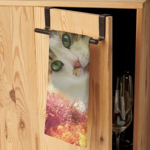 Adorable Cute Calico Cat Kitchen Towel