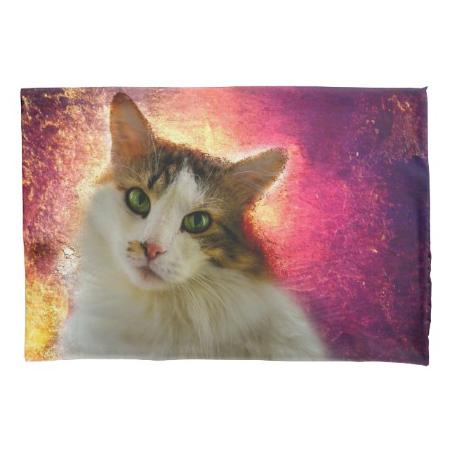 Adorable Cute Calico Cat Pillow Case (Front)