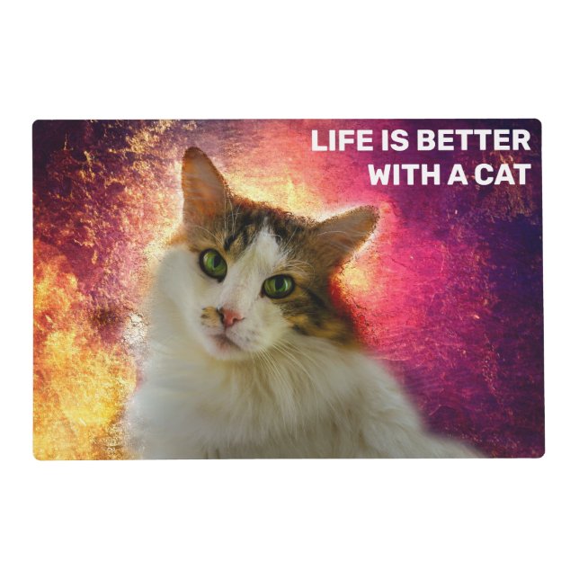 Adorable Cute Calico Cat Placemat (Front)