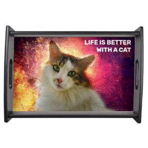 Adorable Cute Calico Cat Serving Tray