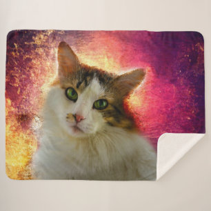 Adorable Cute Calico Cat Sherpa Blanket