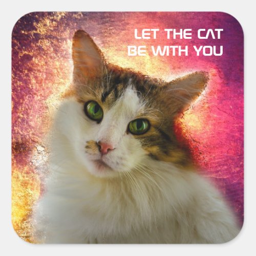 Adorable Cute Calico Cat Square Sticker