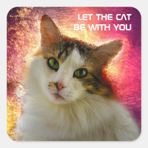 Adorable Cute Calico Cat Square Sticker