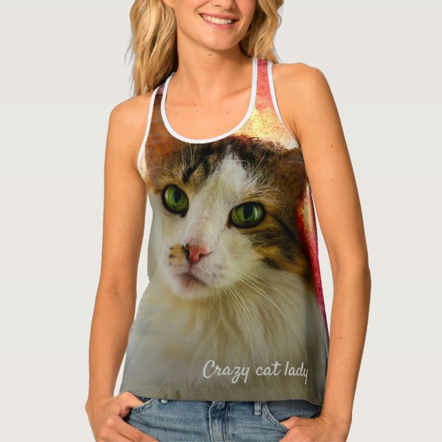 Adorable Cute Calico Cat Tank Top (Front)