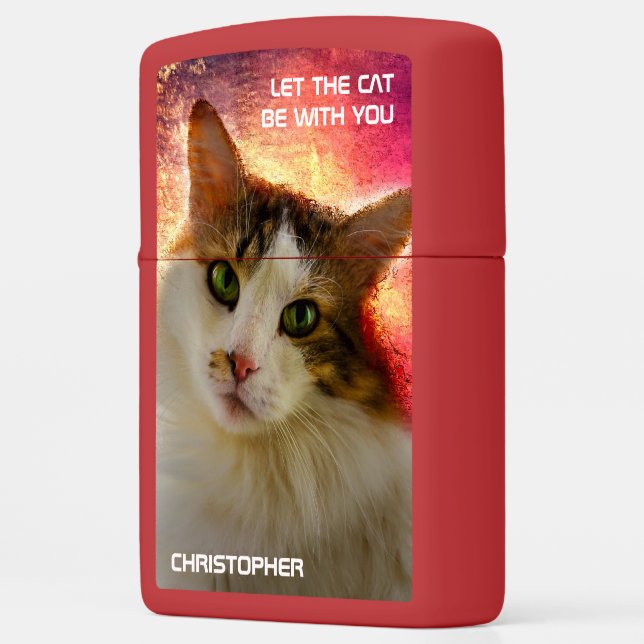 Adorable Cute Calico Cat Zippo Lighter (Left)