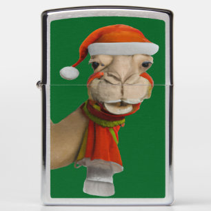Adorable Cute Camel Wearing Santa Hat Christmas Zippo Lighter