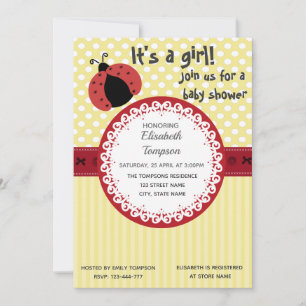 Adorable cute cartoon ladybug baby shower invitation