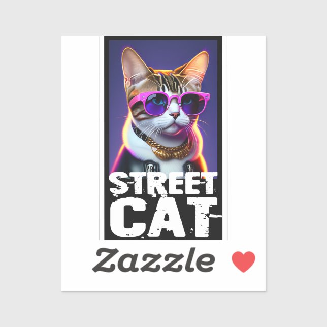 Adorable Cute Cat in Leather Jacket Sticker (Sheet)