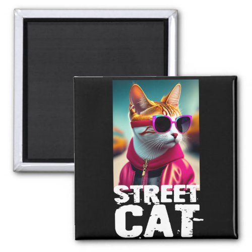 Adorable Cute Cat in Pink Tracksuit Magnet