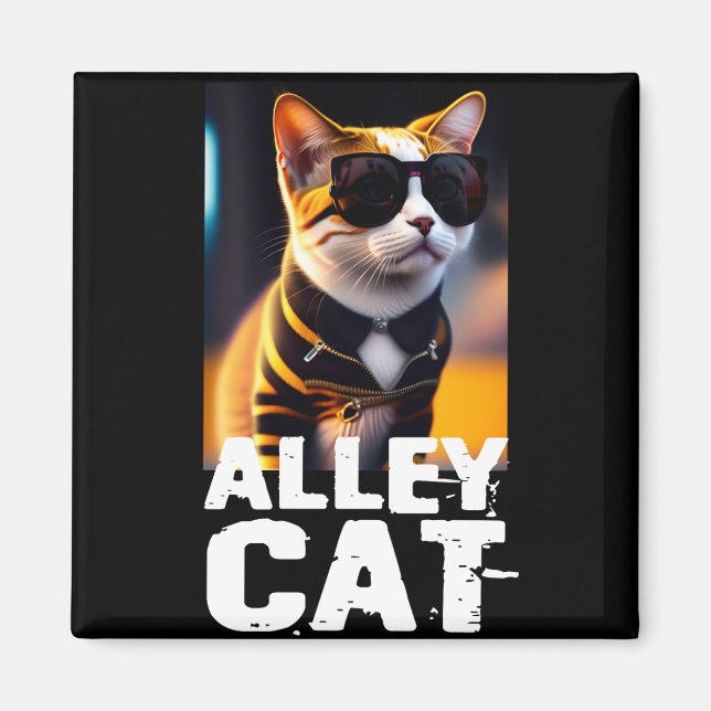 Adorable Cute Cat in Tiger Tracksuit Magnet (Front)