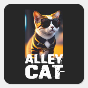 Adorable Cute Cat in Tiger Tracksuit Square Sticker