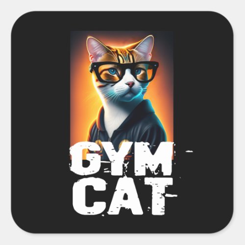 Adorable Cute Cat in Tracksuit Square Sticker