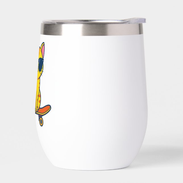 Adorable cute cat mug  thermal wine tumbler (Left)