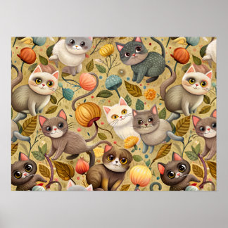 Adorable Cute Cat Poster (Customizable Cat Size)