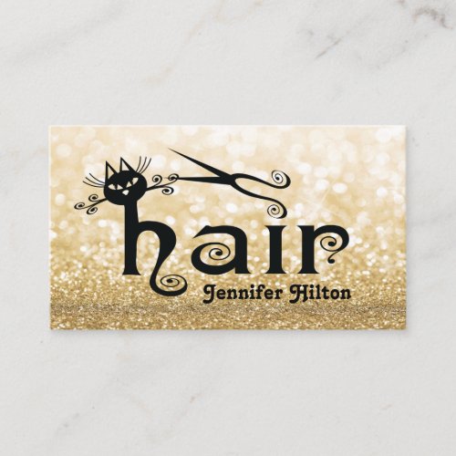 Adorable cute chic black cat hair logo business card