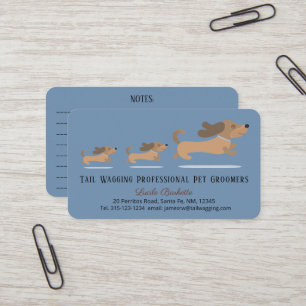 Adorable Cute Dachshund Mom & Puppies Pet Grooming Business Card