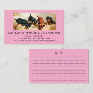 Adorable Cute Dachshund Puppy Pet Grooming Pink Business Card