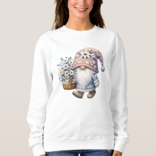 Adorable Cute Daisy Flower Gnome Women's Sweatshirt