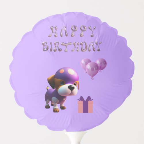 Adorable Cute Dog Childrens Birthday Party  Balloon